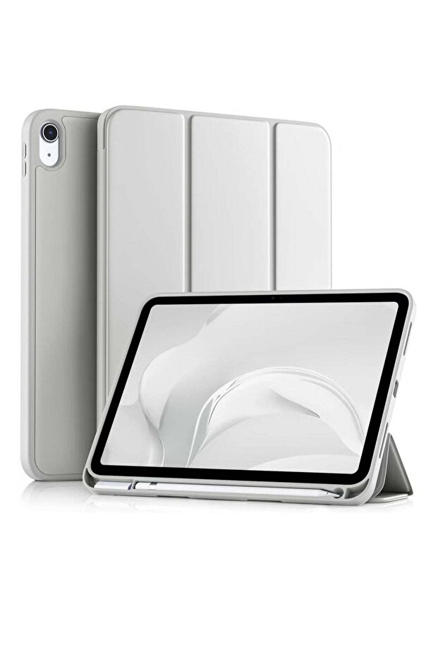 Slim & Durable Trifold Stand Case for iPad 10th Generation (10.9-Inch, 2022) – Lightweight Protective Cover with Pencil Holder, Auto Sleep/Wake, and Shockproof Soft TPU Back – Gray
