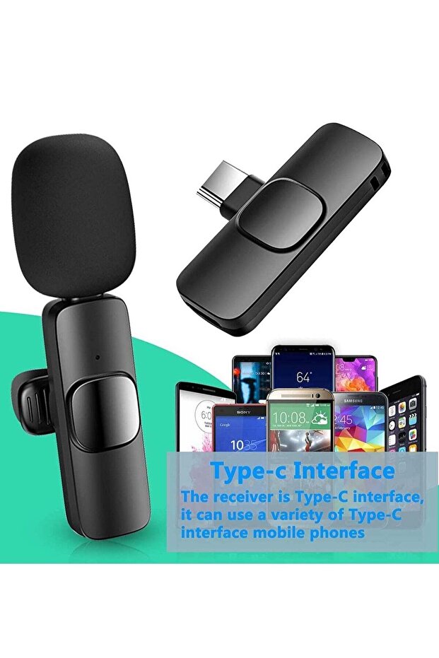 Mini Lavalier Microphone Clip-on Omnidirectional Mic Transmitter Receiver D11087-1—JA Black