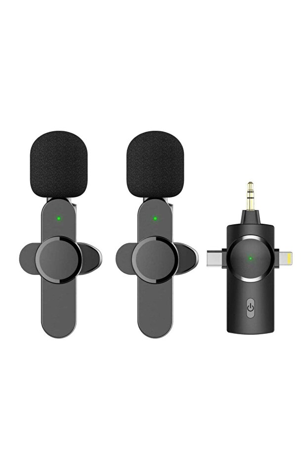 Wireless Dual Lavalier Lapel Microphone System - Seamless Connectivity for iPhone, Android, Cameras