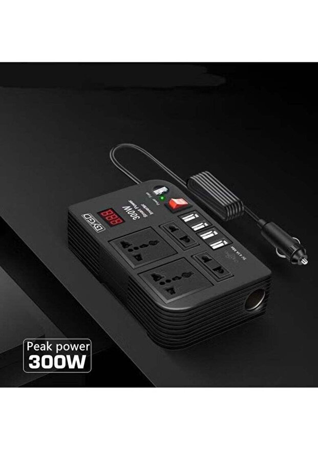300W Car Power Inverter – Converts 12V/24V DC to 220V AC with LED Display
