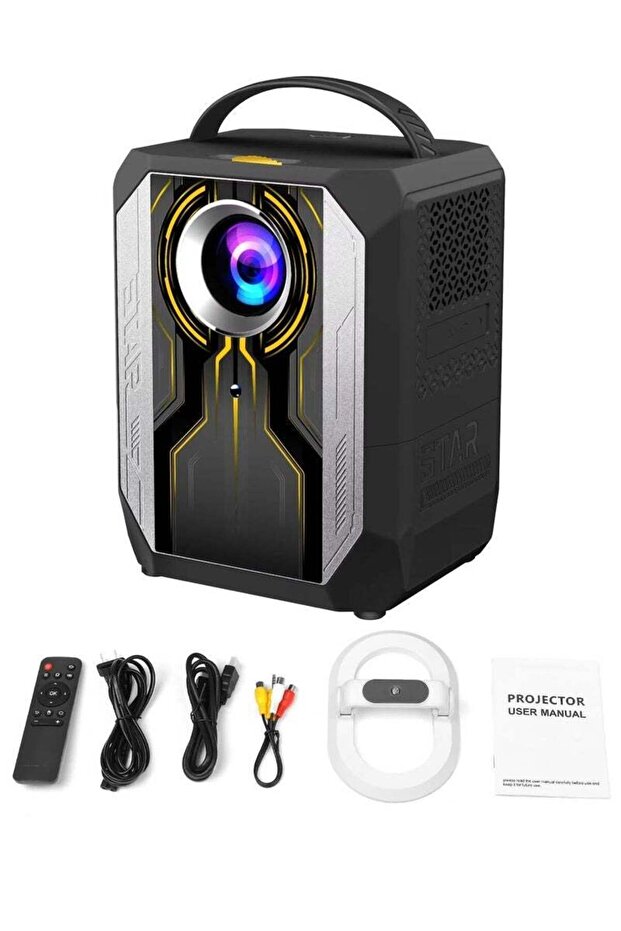 Smart Projector with 4K Support – 1080P Native, 200-Inch Display, Auto Keystone, 2GB RAM 64GB ROM