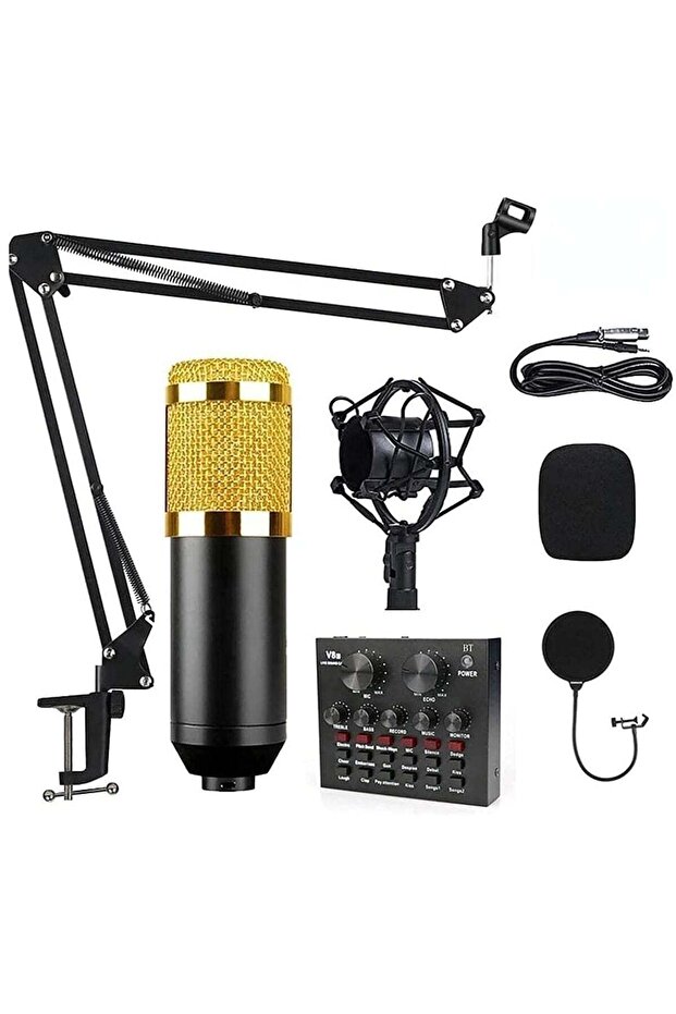 Professional BM800 Condenser Microphone Kit for PC Microphone Studio For Computer Karaoke Sound Card Recording Microphone, Auxil