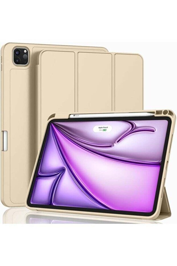 Gold iPad Air 13-Inch Case (M2 2024) with Pencil Holder - Smart Case Supporting Pencil Pro, USB-C, Touch ID, and Auto Wake/Sleep