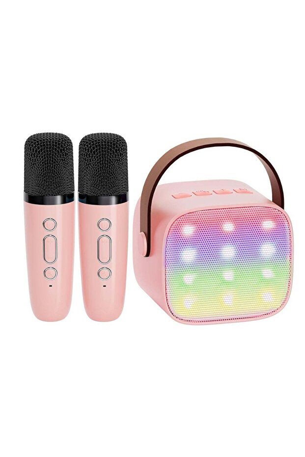 Mini Karaoke Machine for Kids and Adults, Portable Bluetooth Speaker with 2 Wireless Microphones