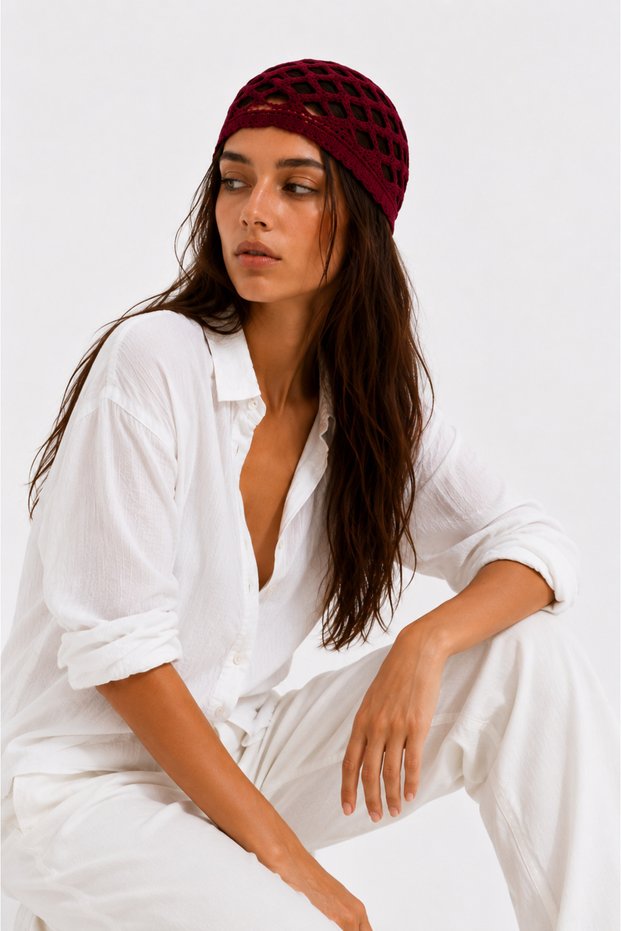 Women's Bohemian Style Summer Knitwear Knitted Beanie Lightweight Breathable Casual Stylish Hair Accessory