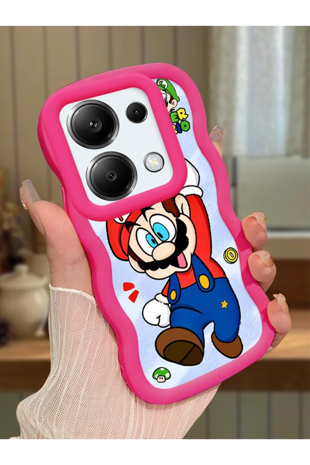 Redmi Note 13 Pro 4g Compatible Case Camera Protector Red Silicone Couple Phone Case Mario Pattern