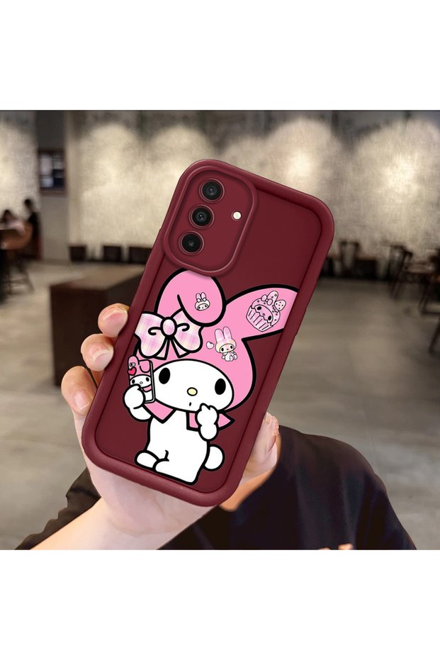 Samsung Galaxy A17 5g Compatible Case Camera Protector Burgundy Silicone Couple Phone Case Melody Pattern