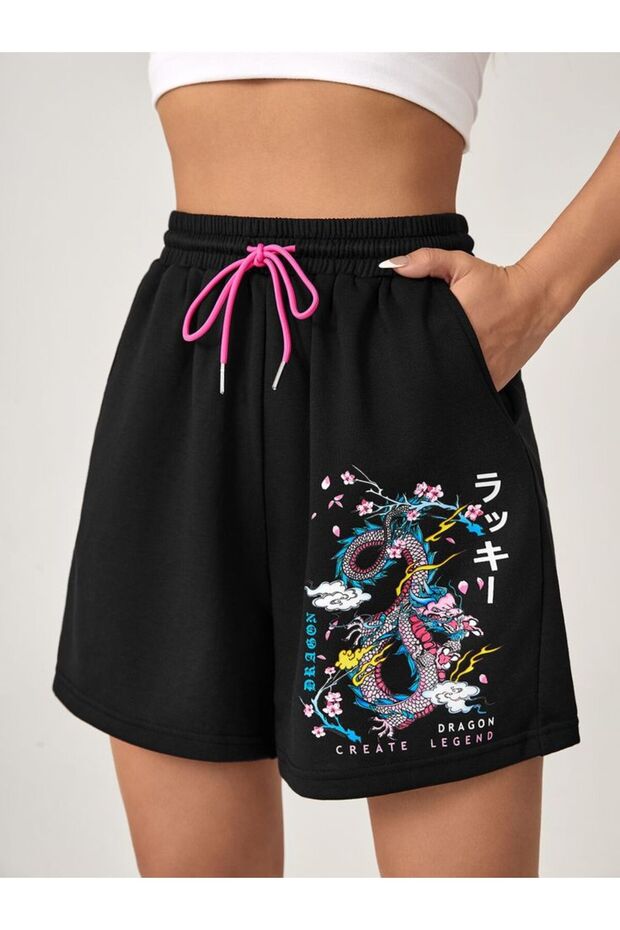 Black Printed Women's Shorts