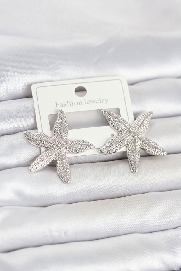 Silver Color Brass Starfish Model Women's Earrings