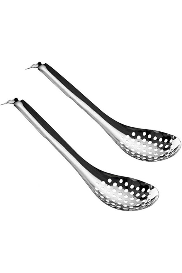 Spherification Spoon - Set of 3 Stainless Steel Spherification Spoon Molecular Mixologist Slotted Bar Spoon Kitchen - KICW0071 Silver
