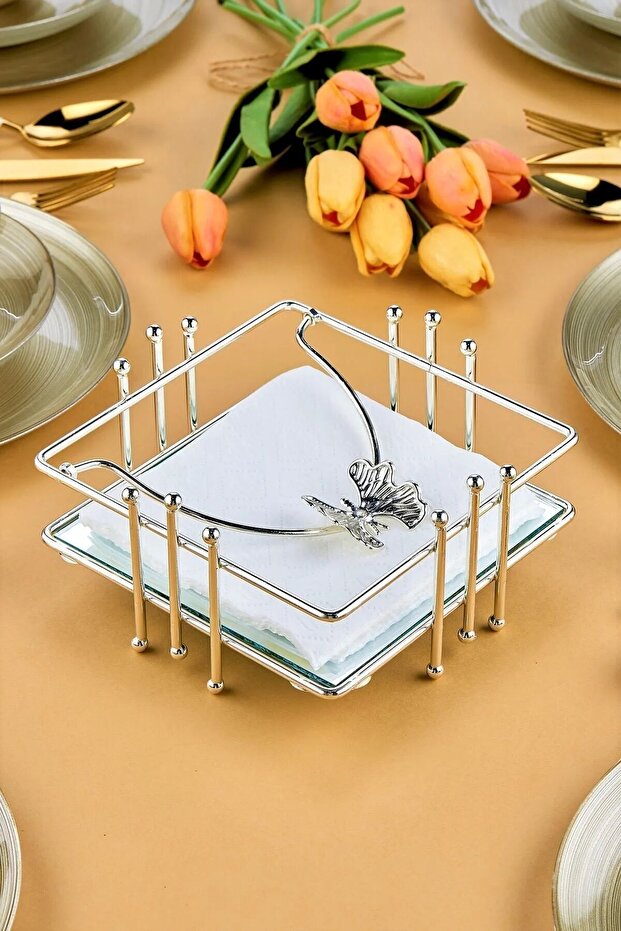 Butterfly Model Mirrored Napkin Holder Stainless Steel Luxury Napkin Box