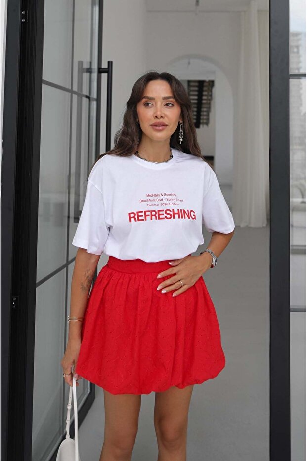 White Refreshing Text Printed T-Shirt