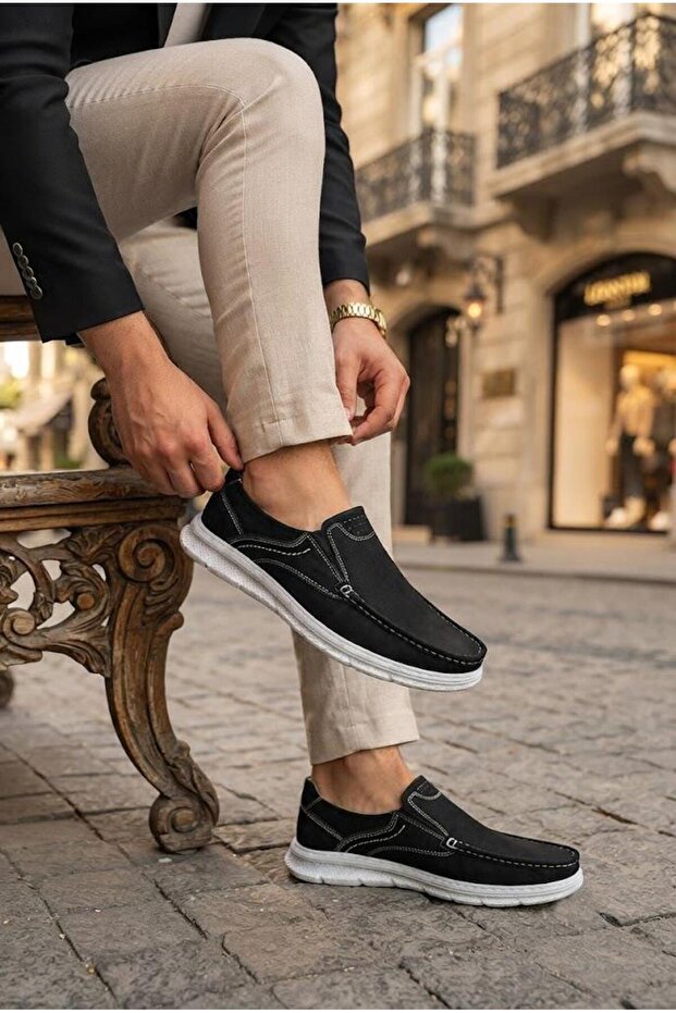 42596 Soft Lightweight Elastic Nubuck Genuine Leather Men's Shoes