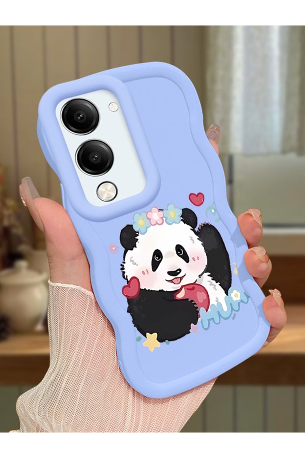 Vivo Y29S Compatible Case Camera Protector Blue Silicone Couple Phone Case Panda Pattern