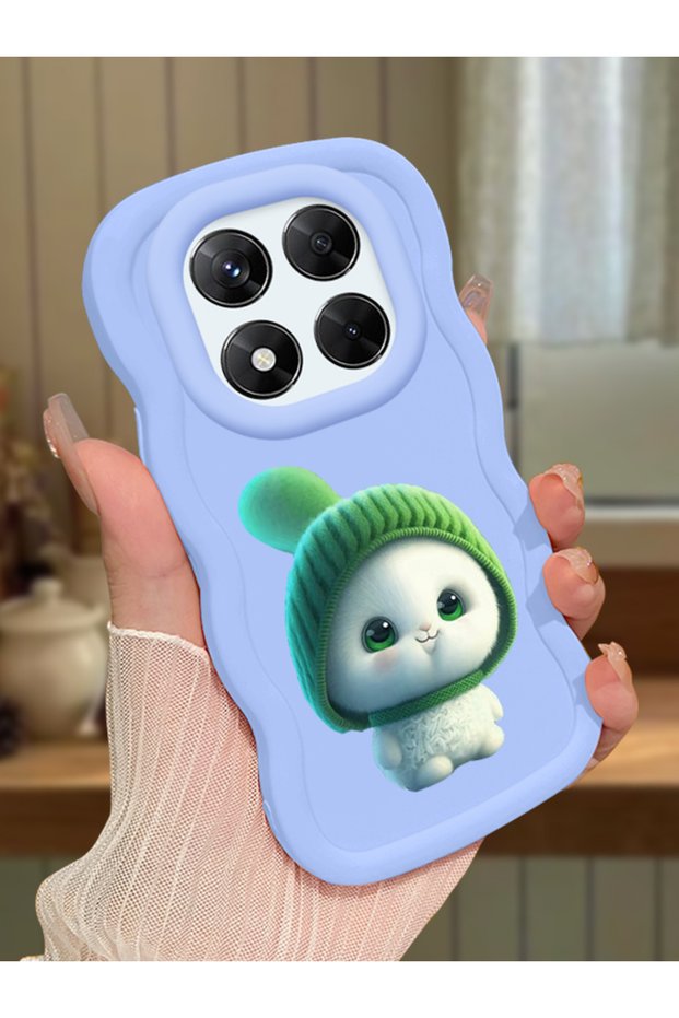 Redmi Note 14 Pro 4g Compatible Case Camera Protector Blue Silicone Couple Phone Case Cute Pattern