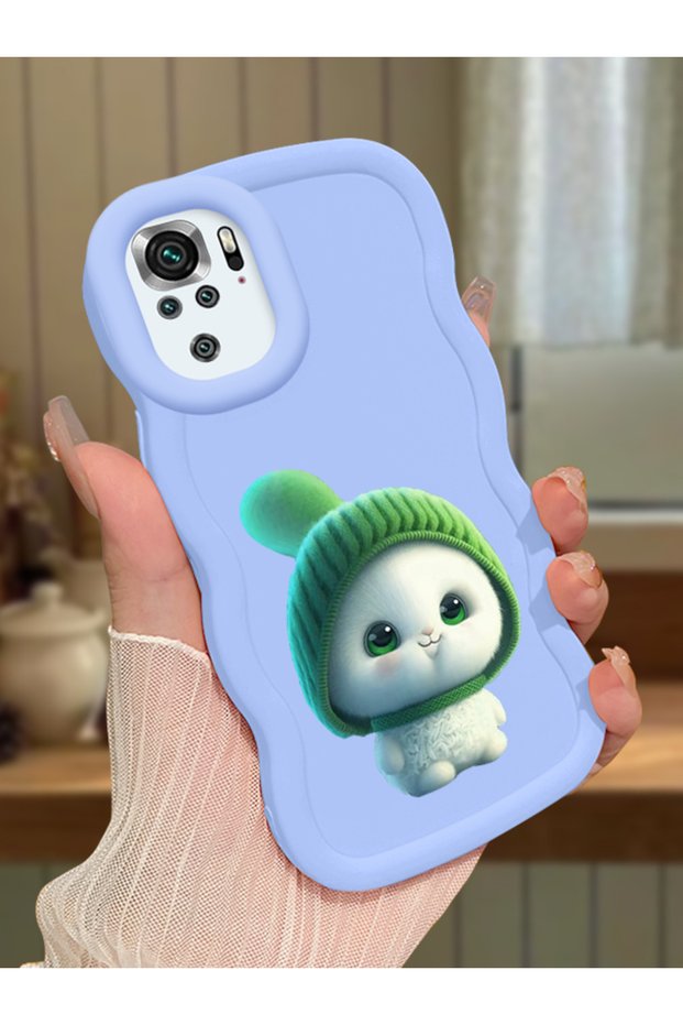 Redmi Note 10S Compatible Case Camera Protector Blue Silicone Couple Phone Case Cute Pattern