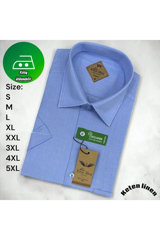 100% Cotton Linen Short-Sleeved Shirt