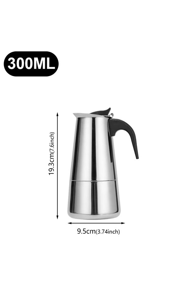 300ml Coffee Maker Pot Moka Coffee Maker Stainless Steel 2/4/6/9 Cups Mocha Espresso Latte Stovetop