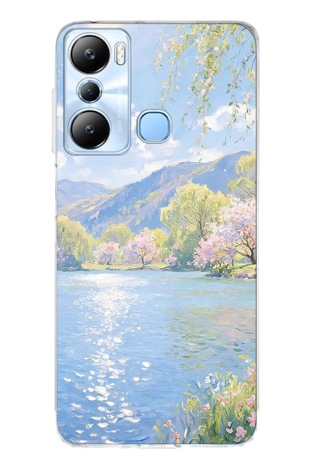 Infinix Hot 20I Compatible Monet Style Lake Landscape Pattern Transparent Phone Case