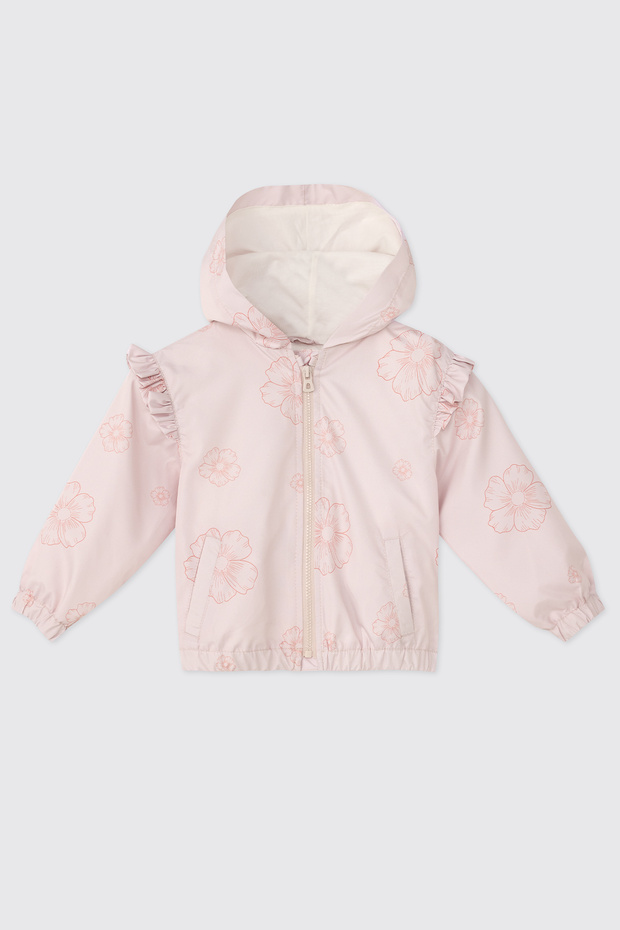 Baby Girl Patterned Ecru Raincoat