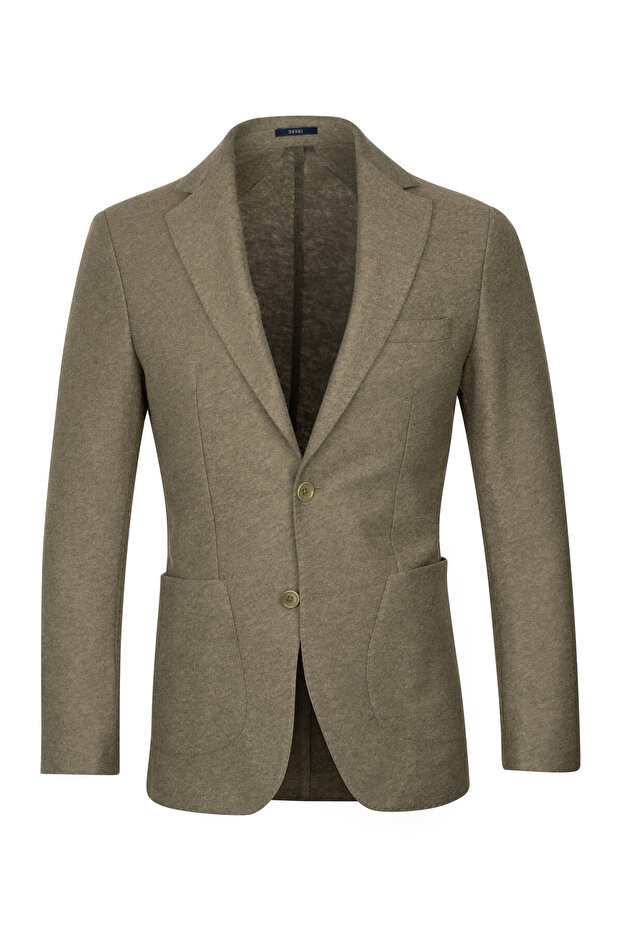 Green Slim Fit Mono Collar Casual Jacket