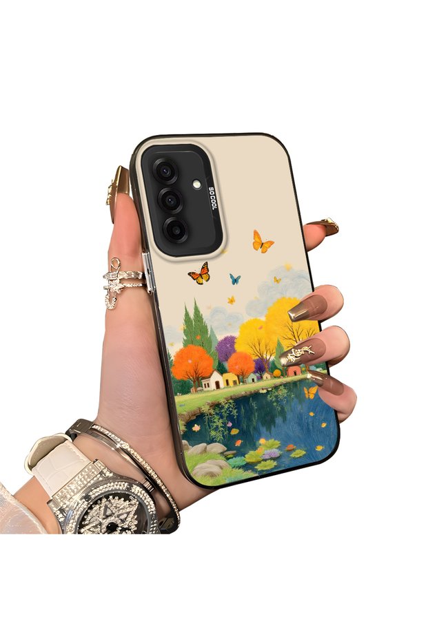 Samsung Galaxy A26 Compatible Silicone Edge Hard Back Case Couple Phone Case Landscape Pattern