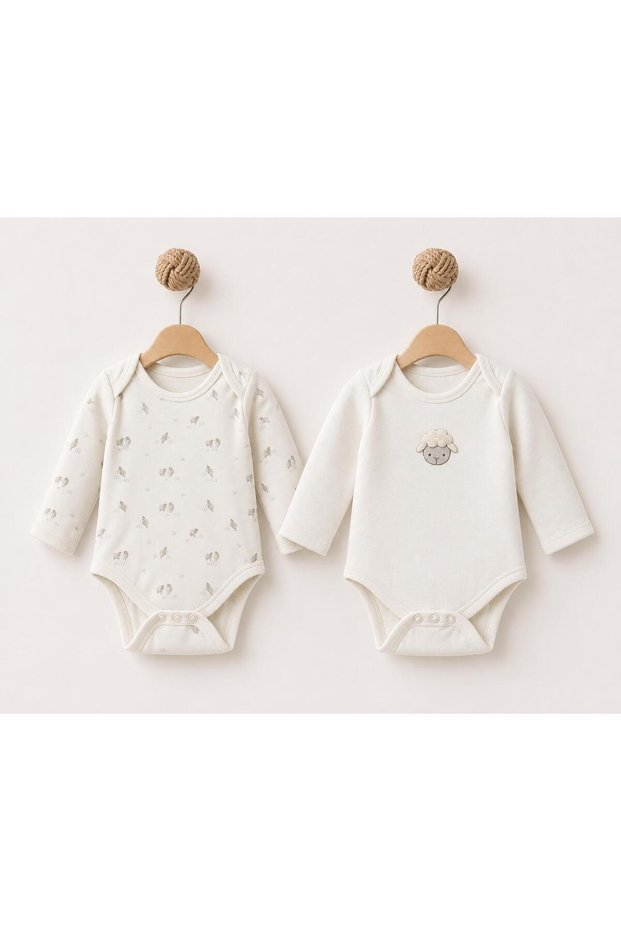 Baby 2-Pack Long Sleeve Bodysuit 100% Organic Cotton, Baby and Newborn Series - Csy8301