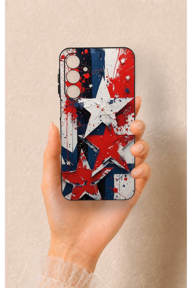 Samsung A16 Compatible Star Flag Patterned Silicone Case