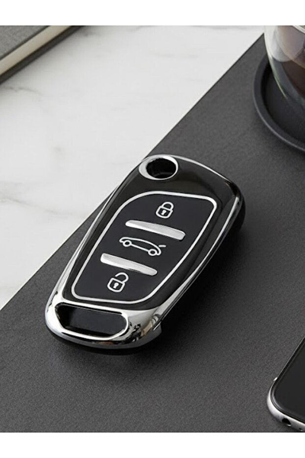 غطاء مفتاح سيتروين بيلينجو-c2-c3-c4 وبيجو بارتنر307-207-308-5008 بثلاثة أزرار، أسود فضي