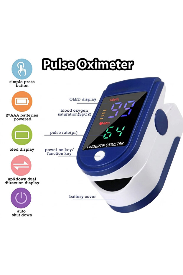 Portable Fingertip Oxygen & Pulse Monitor – Blue/White