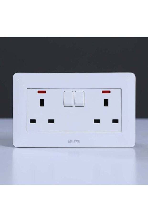 - Milano 13A Twin Socket With Switch & Led Indicator Wh Ps