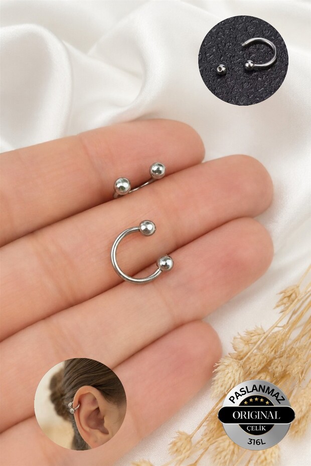 Perforated Ring Ear Lip Nose Nostril Conch Cartilage Helix Tragus Septum Steel Earring 2 Pieces