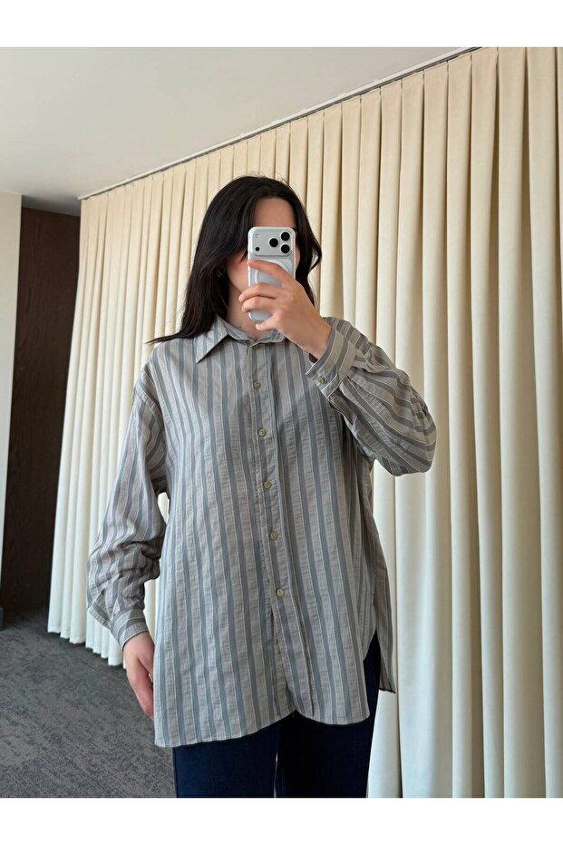 Gray Striped Modal Shirt - 2Y5298