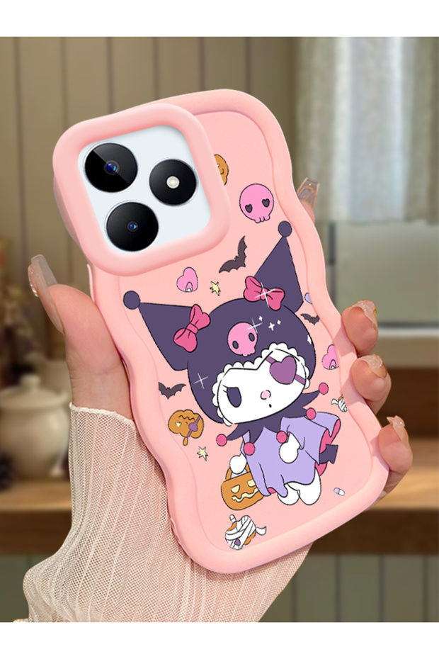 Realme C53 Compatible Case Camera Protector Pink Silicone Couple Phone Case Cartoon Pattern