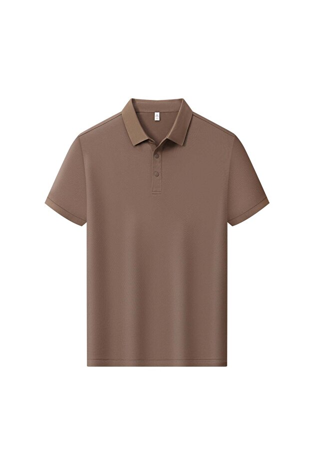 Arw98295 Seri̇ntutan--High Quality Men's Snap Button Polo Collar Tshirt