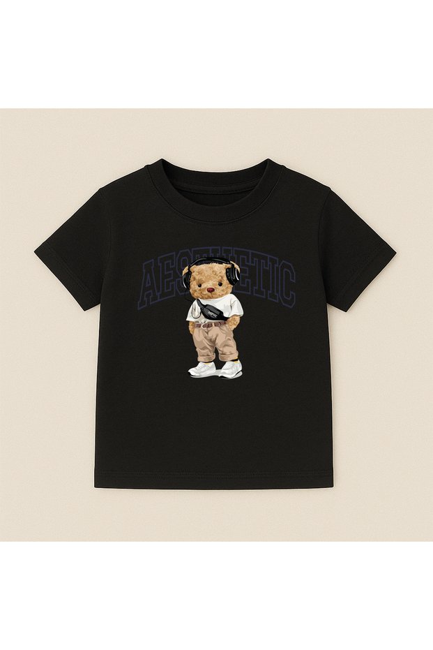 Teddy Bear Printed Crew Neck Cotton Short Sleeve Kids & Youth T-Shirt