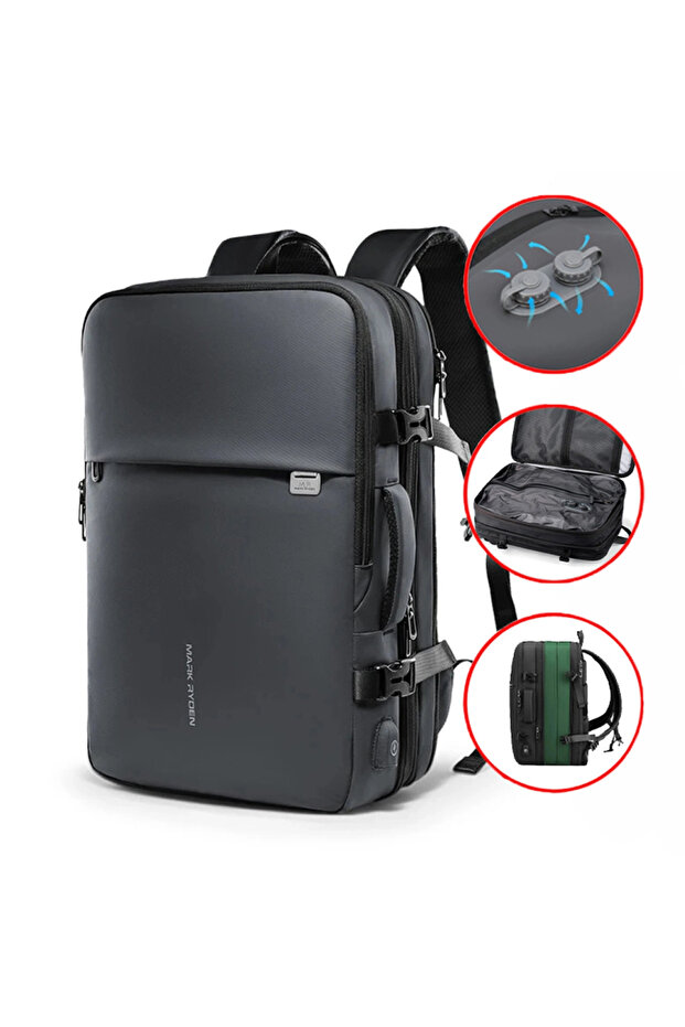 Pathrato Automatic Built-In Vacuum Black Color Backpack Mr8057Y_Spqm00