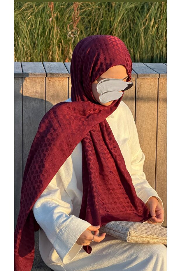 Premium Cotton Jacquard Shawl-Burgundy