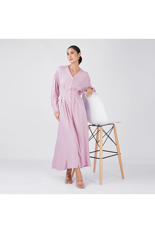 Magenta Purple Solid Corset Panel Maxi Dress