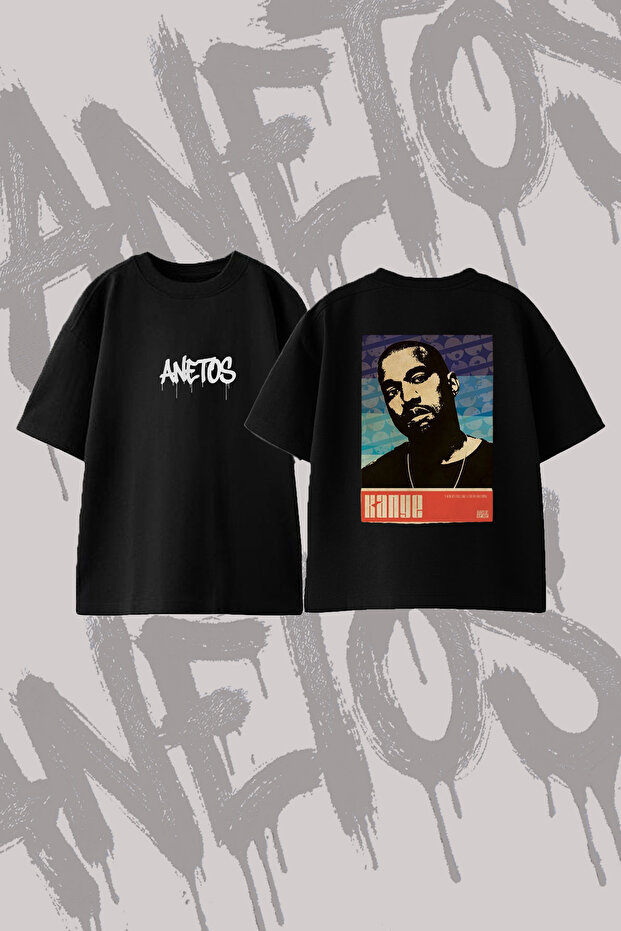 Kanye West_10 Design Printed Oversize Crew Neck T-Shirt Black