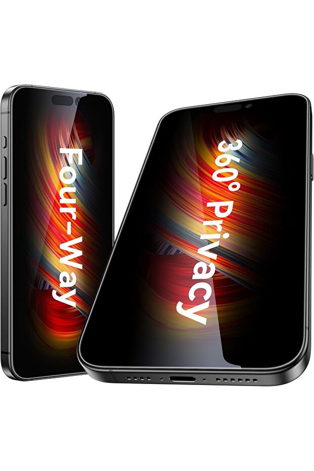 Esanik 360° Privacy Screen for iPhone 15 Pro Max Privacy Screen Film, Pack of 2 Anti-Spy Privacy Screen Protector for iPhone 15 Pro Max 4 Way Privacy Screen Protector Tempered Glass