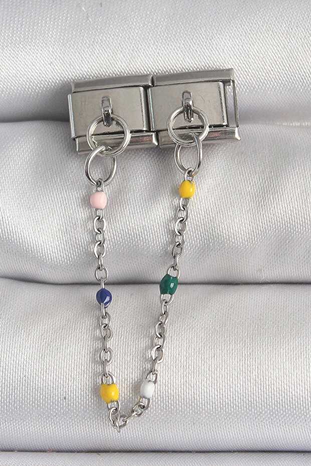 316L Steel Silver Color 2-Piece Hanging Chain Model Nomination Charm