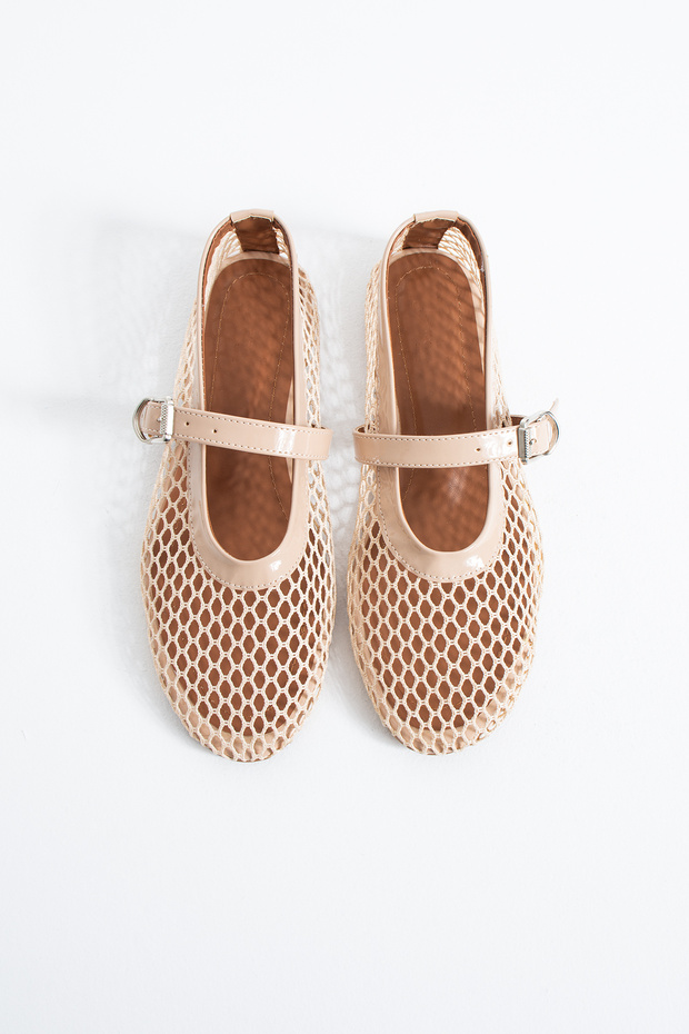 Ayla Women's Mesh Buckle Mary Jane Ballerinas