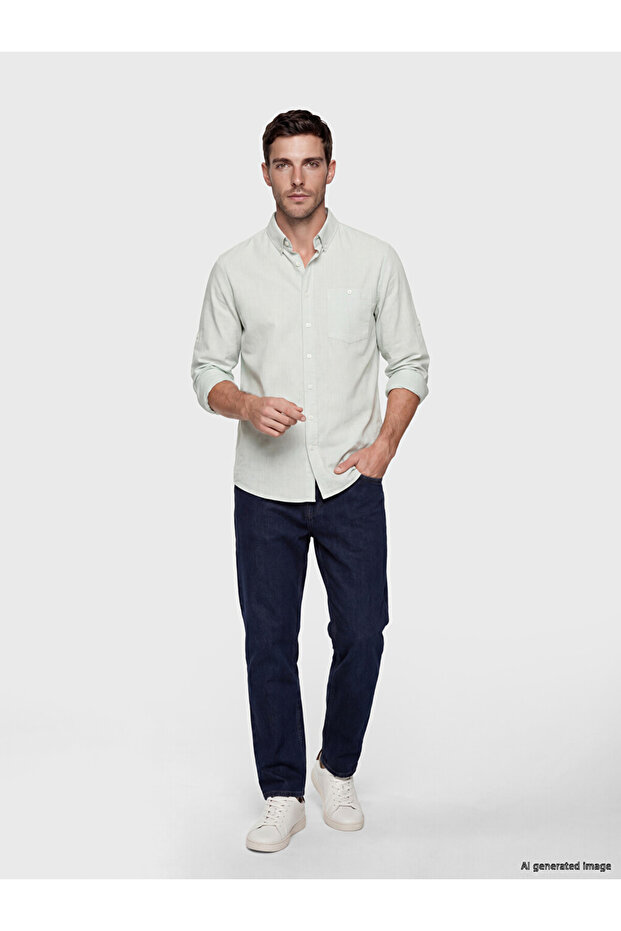 Regular Fit Linen Blended Men's Shirt