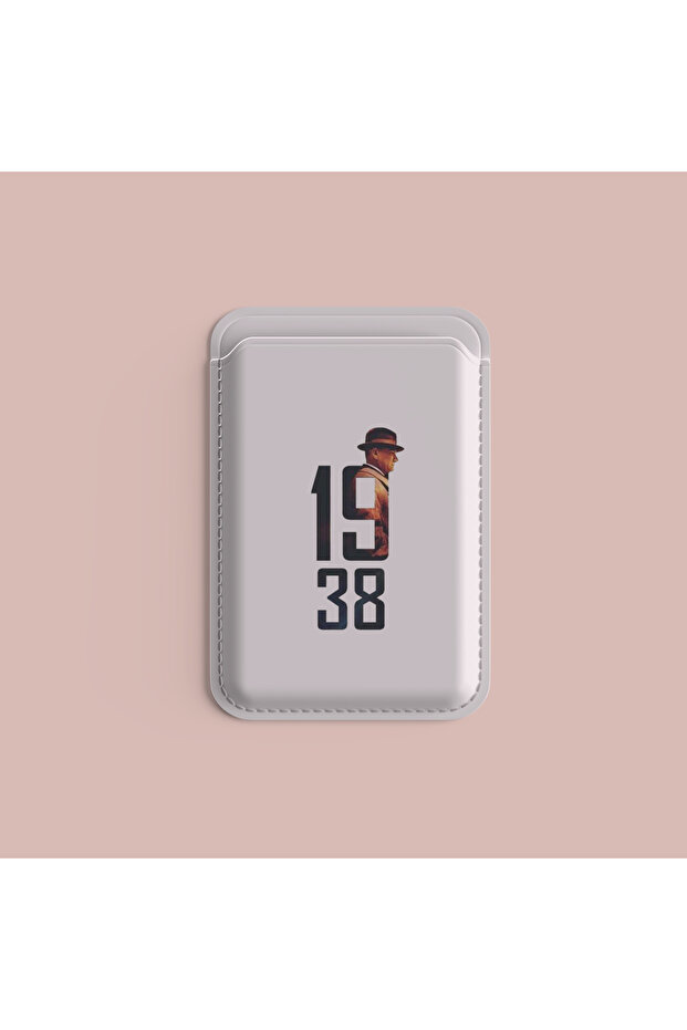 Magsafe Compatible Magnetic Phone Card Holder | Ataturk, Bozkurt and Special Design Patterned Vegan Leather Card Holder