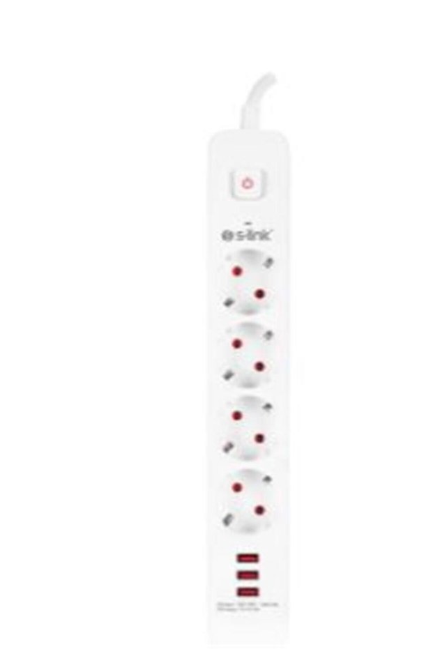 S-link spg403u 1.5m 1.5mm 100 percent copper 750 joule 3 usb 5v2.4a 4-way switched current protected socket