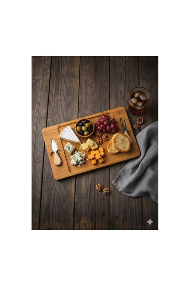 Bamboo Cheese Presentation Set, Stylish and Practical, Recommended for Home and Invitations