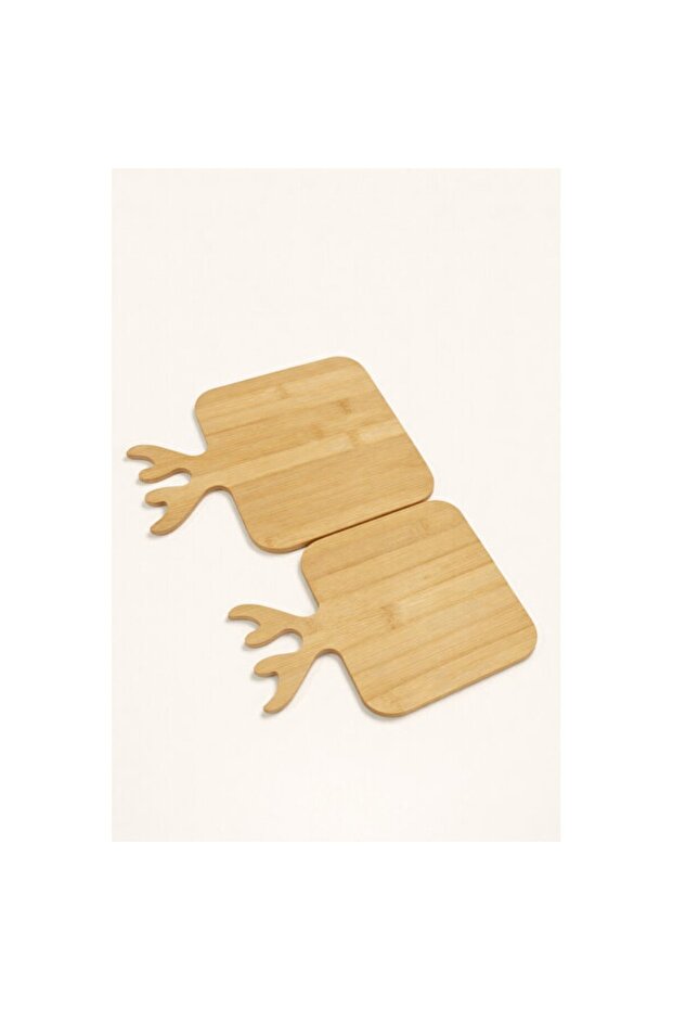 Two-Piece Deer Embroidered Bamboo Presentation and Cutting Board Set