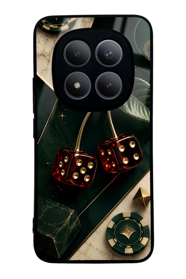 Xiaomi Redmi Note 15 Pro Plus Emerald Casino Cherry Design Glossy Phone Case