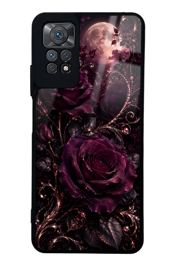 Xiaomi Redmi Note 11 Pro Moonlit Burgundy Rose Design Glossy Phone Case